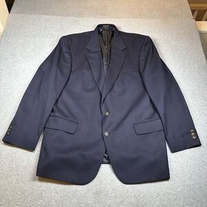 Oscar de la Renta Blazer Mens 46L Brass Button Classic Navy Wool Sport Coat NOTE
